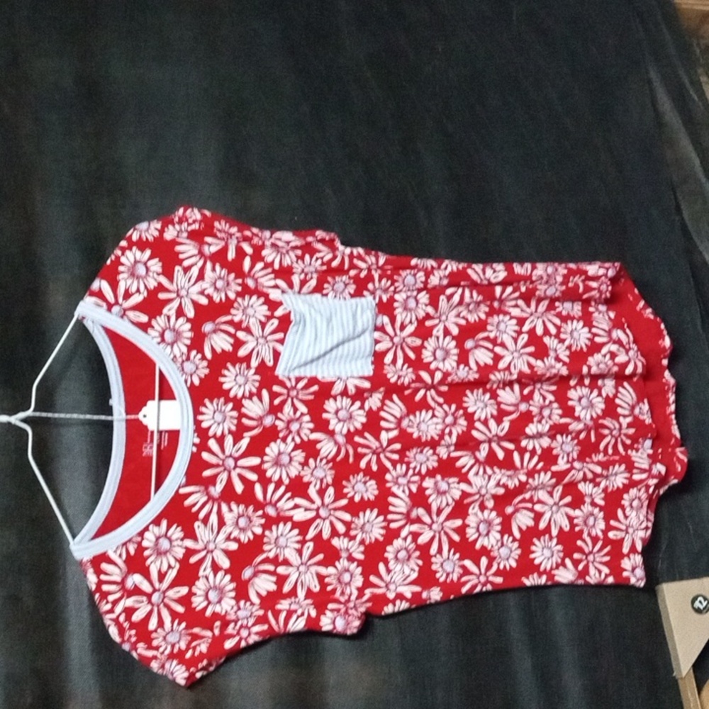 No Boundaries Red Tee with White Floral Pattern